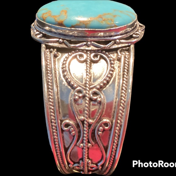 Silver with Turquoise gem Cuff bracelet - Picture 3 of 9